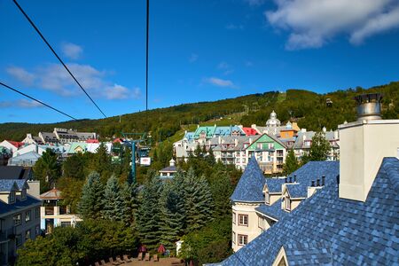 Mont Tremblant, Quebec, Canada - September 13, 2018: View of the Mont Tremblant ski resort from the funicular, Quebec, Canadaのeditorial素材