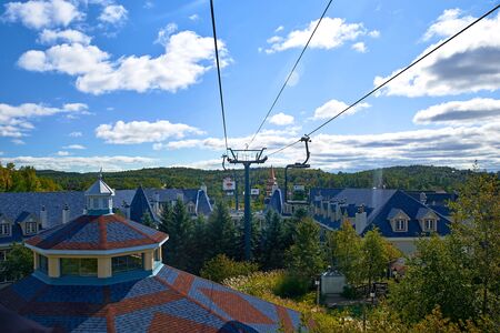 Mont Tremblant, Quebec, Canada - September 13, 2018: View of the Mont Tremblant ski resort from the funicular, Quebec, Canadaのeditorial素材