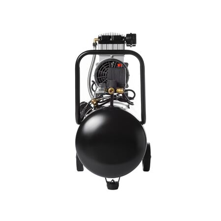 New Black air compressor isolated on a white background. Shooting for the catalog.の写真素材