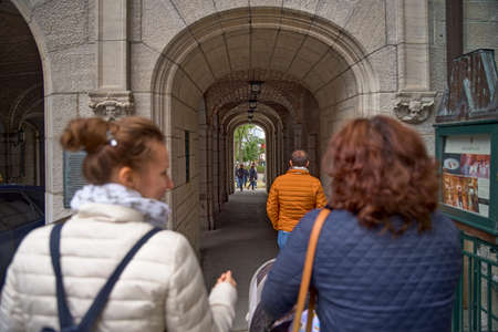 Quebec city, Canada september 23, 2018: tourists on in street Saint Louis, one of the famous tourist attraction UNESCO World Heritage Site city tours.のeditorial素材