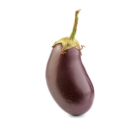 Isolated eggplant. One fresh eggplant over white background, with clipping pathの写真素材
