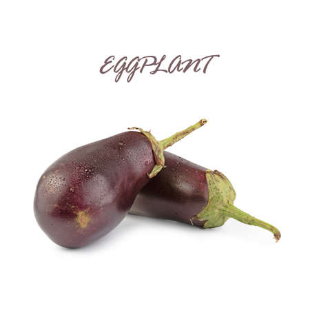 Eggplant or aubergine vegetable isolated on white Clipping Pathの写真素材