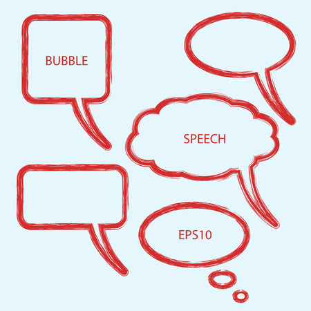 illustration of abstract speech bubbles. Set of bubbles in red color.のイラスト素材