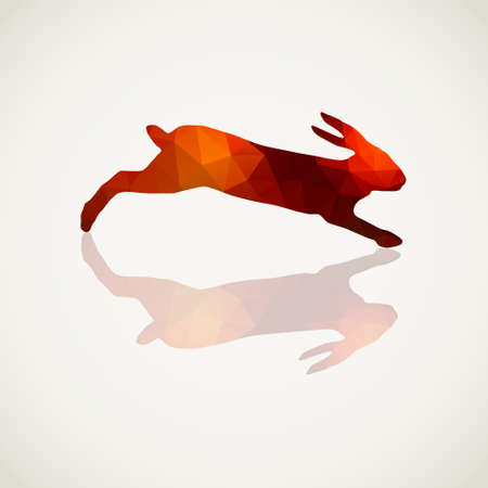 Polygonal rabbit running on a white background. Vector Illustration. Easter symbol. All isolated and layeredのイラスト素材