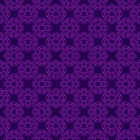 Eastern lace seamless pattern with stars in purple colors. Traditional Islamic girih tiles. Vector...
