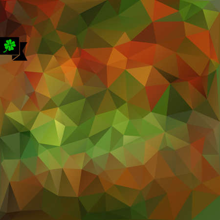 Polygonal vector background of triangles with badge and green clover. All isolated and layeredのイラスト素材