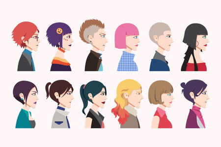 Avatar People illustration Portrait. Minimal isolate on white background. Human vector flat illustration. Graphic Character design. Character avatar illustration. Cartoons designのイラスト素材