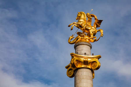 Freedom Monument on the central square of Tbilisi (Georgia). It is a statue of St. Georgeのeditorial素材