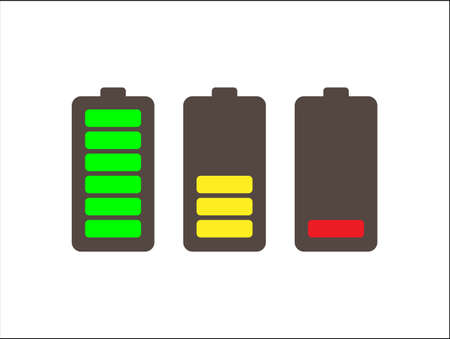 Set of battery icons with different charge levels.