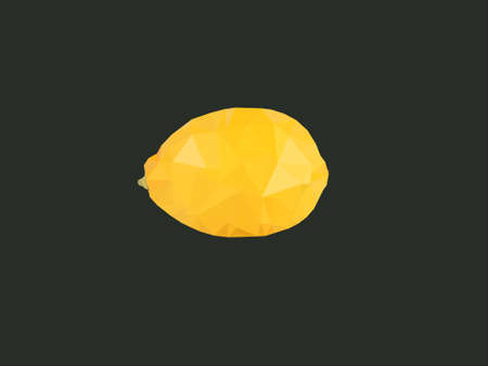 Yellow lemon on a dark isolated background. Vector image in Low poly style.のイラスト素材