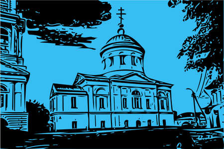 Vector outline drawing of the Orthodox Churchのイラスト素材