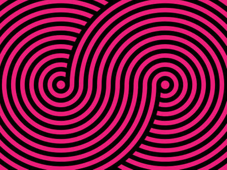 Abstract vector background of black and red lines swirling in a spiralのイラスト素材
