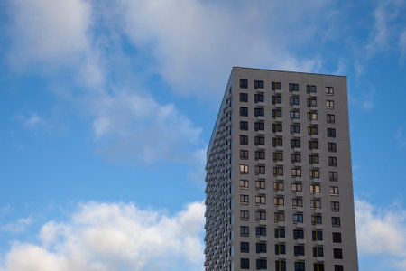 New high-rise building against the blue sky