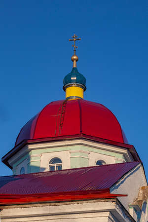 The central dome of the Church of the Transfiguration in the village of Besovo, Russia.の写真素材