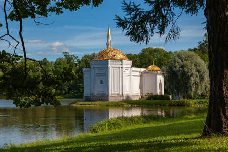 Pavilion Turkish bath in the Catherine Park of Tsarskoye Selo, St. Petersburg.の写真素材