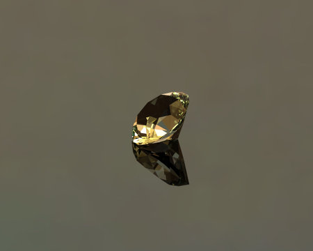 3D rendering - a cut gem lies on a mirror surface.の写真素材