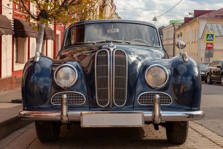 MOSCOW, RUSSIA, - APRIL 14, 2023: Classic German car BMW 501 stands on the street.のeditorial素材