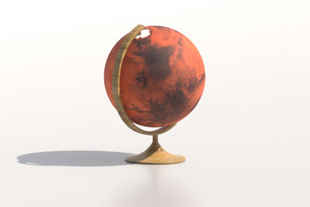 3D render - globe of Mars on a white background.の写真素材
