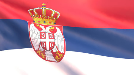 3D rendering - development of the national flag of Serbia.の写真素材