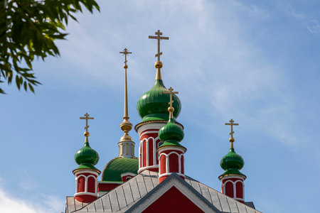 Close-up of the dome of the Church of the Forty Martyrs in Pereslavl-Zalessky, Russia.のeditorial素材