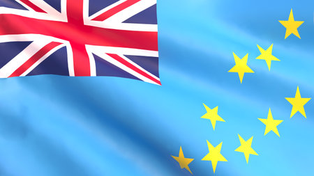 3D render - Tuvalu flag fluttering in the wind.の写真素材