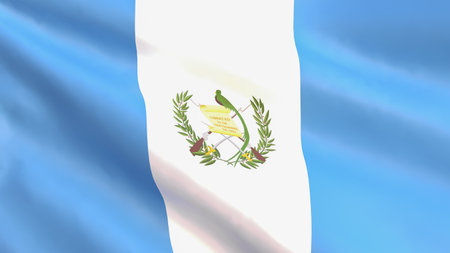 3D render - the national flag of Guatemala fluttering in the wind.の写真素材