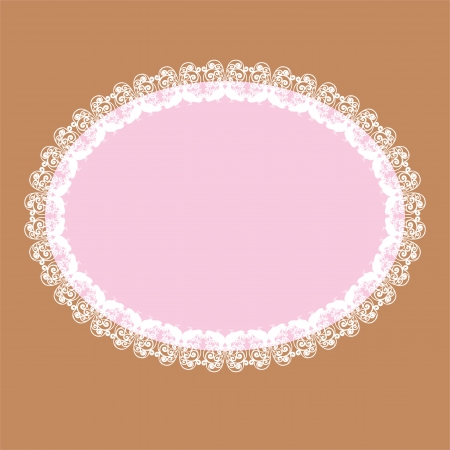 oval lace-like frame with kissing doves ornament, vector backgroundのイラスト素材
