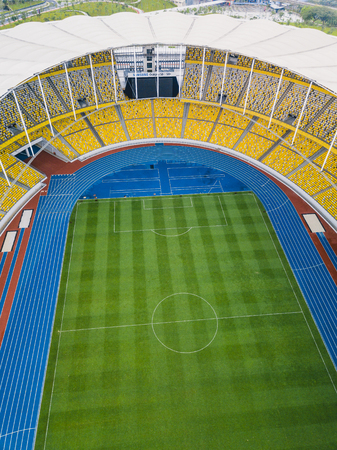 Kuala Lumpur, October 2017 : Aerial view of Bukit Jalil National Stadium, Kuala Lumpur, Malaysia from a drone.のeditorial素材