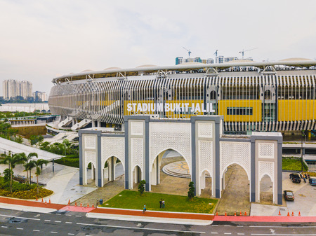 Kuala Lumpur, October 2017 : Aerial view of Bukit Jalil National Stadium, Kuala Lumpur, Malaysia from a drone.のeditorial素材