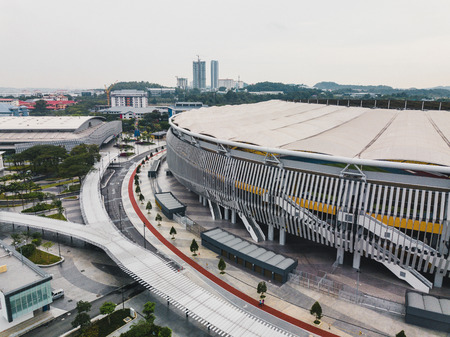 Kuala Lumpur, October 2017 : Aerial view of Bukit Jalil National Stadium, Kuala Lumpur, Malaysia from a drone.のeditorial素材