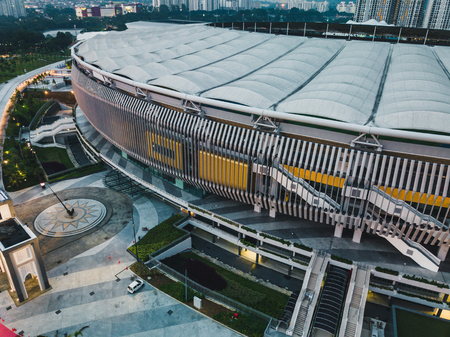 Kuala Lumpur, October 2017 : Aerial view of Bukit Jalil National Stadium, Kuala Lumpur, Malaysia from a drone.のeditorial素材