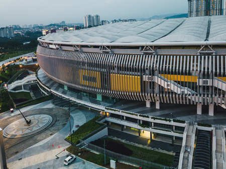 Kuala Lumpur, October 2017 : Aerial view of Bukit Jalil National Stadium, Kuala Lumpur, Malaysia from a drone.のeditorial素材