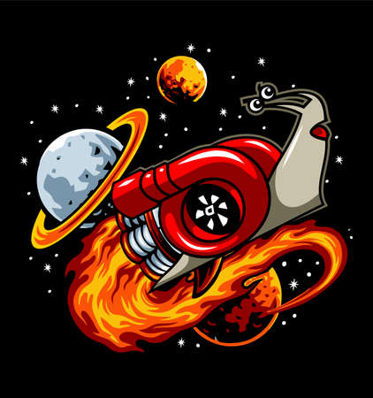 snail fly to the moonのイラスト素材