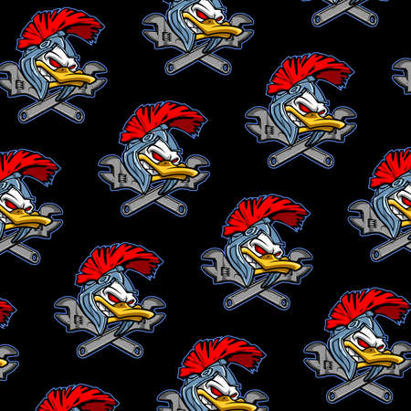 duck head and wrench patternのイラスト素材