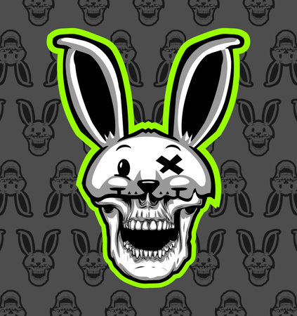 skull disguised as a bunny dollのイラスト素材