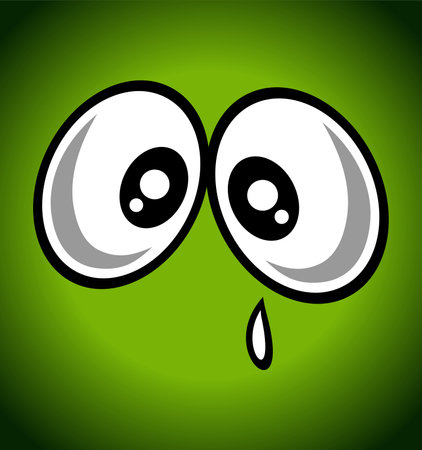 sad eye expression on green backgroundのイラスト素材