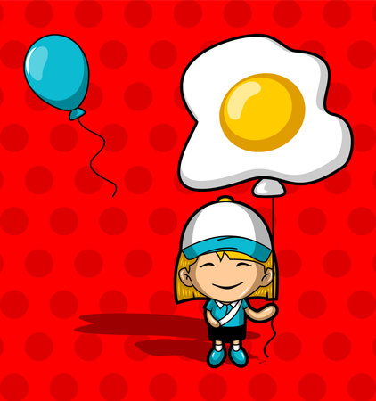 little girl and two balloonsのイラスト素材