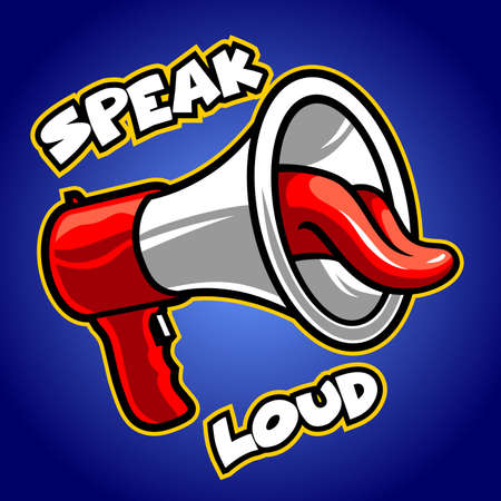 loud speaker with blue backgroundのイラスト素材
