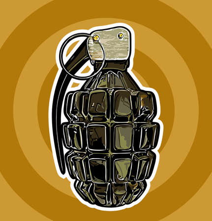 grenade illustration on brown backgroundのイラスト素材