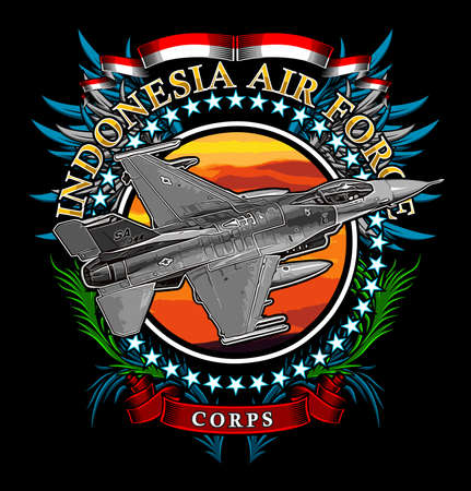 fighter plane in the sunsetのイラスト素材