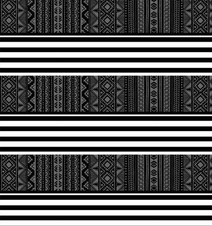 ethnic pattern black stripes and horizontal gray trianglesのイラスト素材