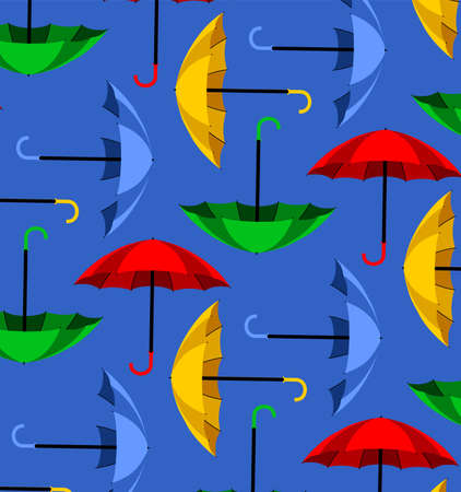 colorful umbrella pattern on a blue backgroundのイラスト素材
