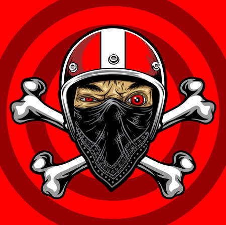 biker using helmet and bandanaのイラスト素材