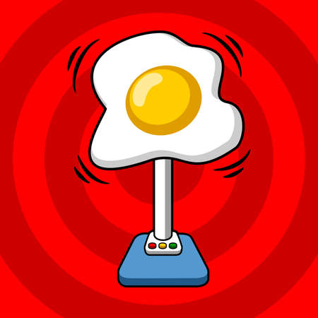 a fan in the form of fried eggs on a red backgroundのイラスト素材