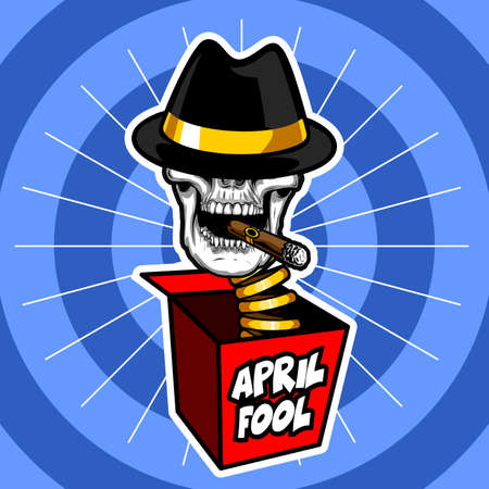 a box filled with cartoon skullsのイラスト素材
