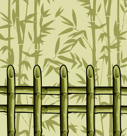 bamboo fence with bamboo silhouette backgroundのイラスト素材