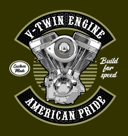 v-twin engine vector templateのイラスト素材