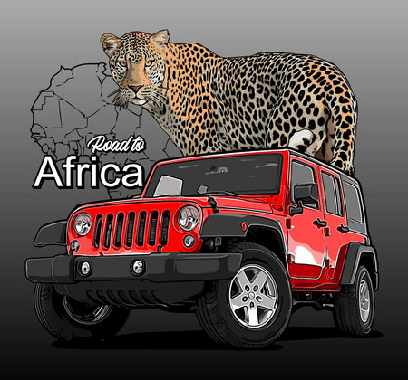 car leopard background vector templateのイラスト素材