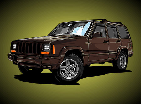 brown suv car vector templateのイラスト素材