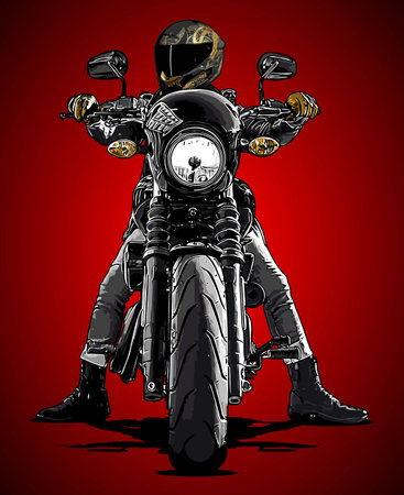 biker in leather jacket front viewのイラスト素材